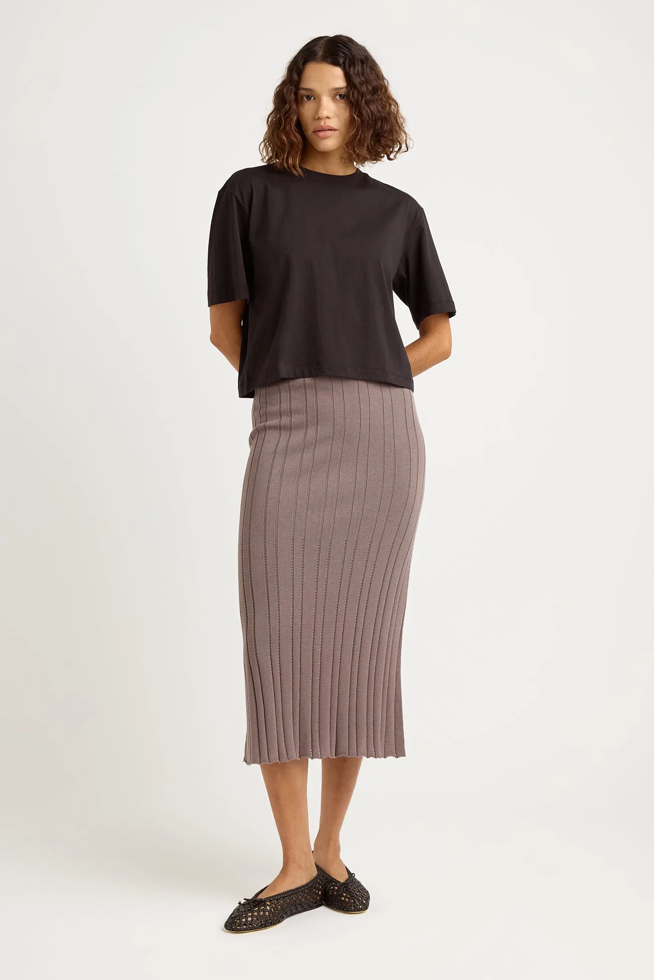 POINTELLE KNIT SKIRT