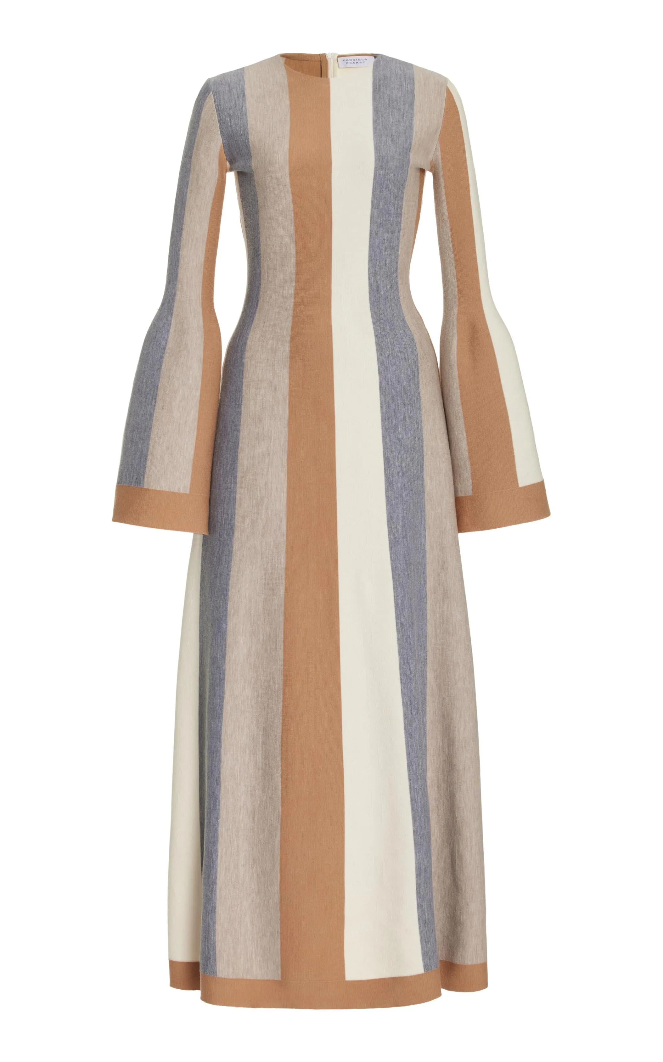 Quinlan Knit Dress in Ivory Multi Striped Merino Wool Cashmere