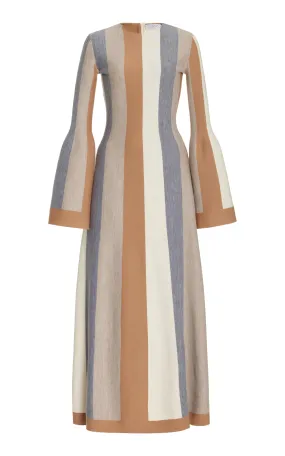 Quinlan Knit Dress in Ivory Multi Striped Merino Wool Cashmere