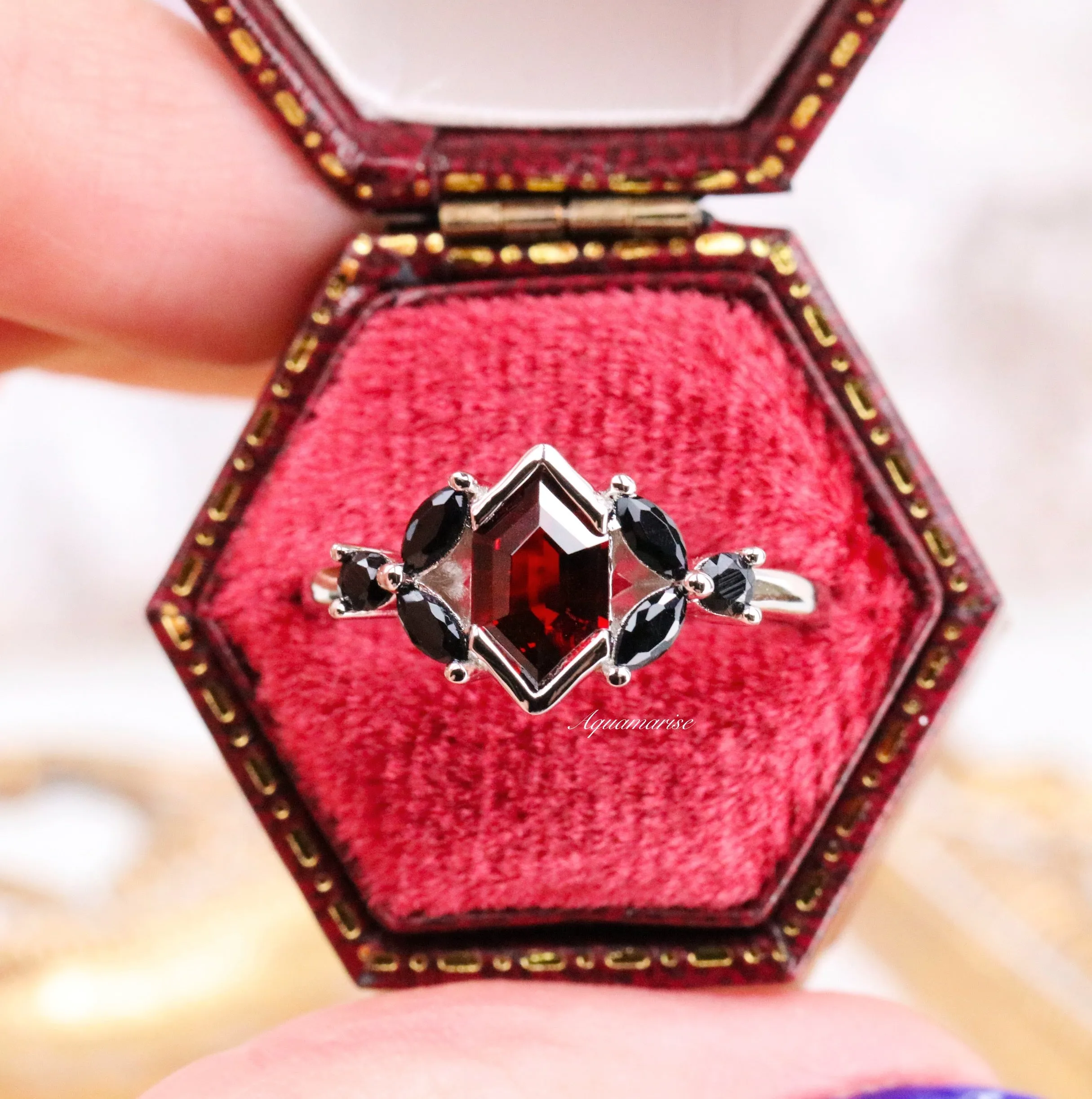 Red Dragon Garnet & Black Onyx Couples Ring