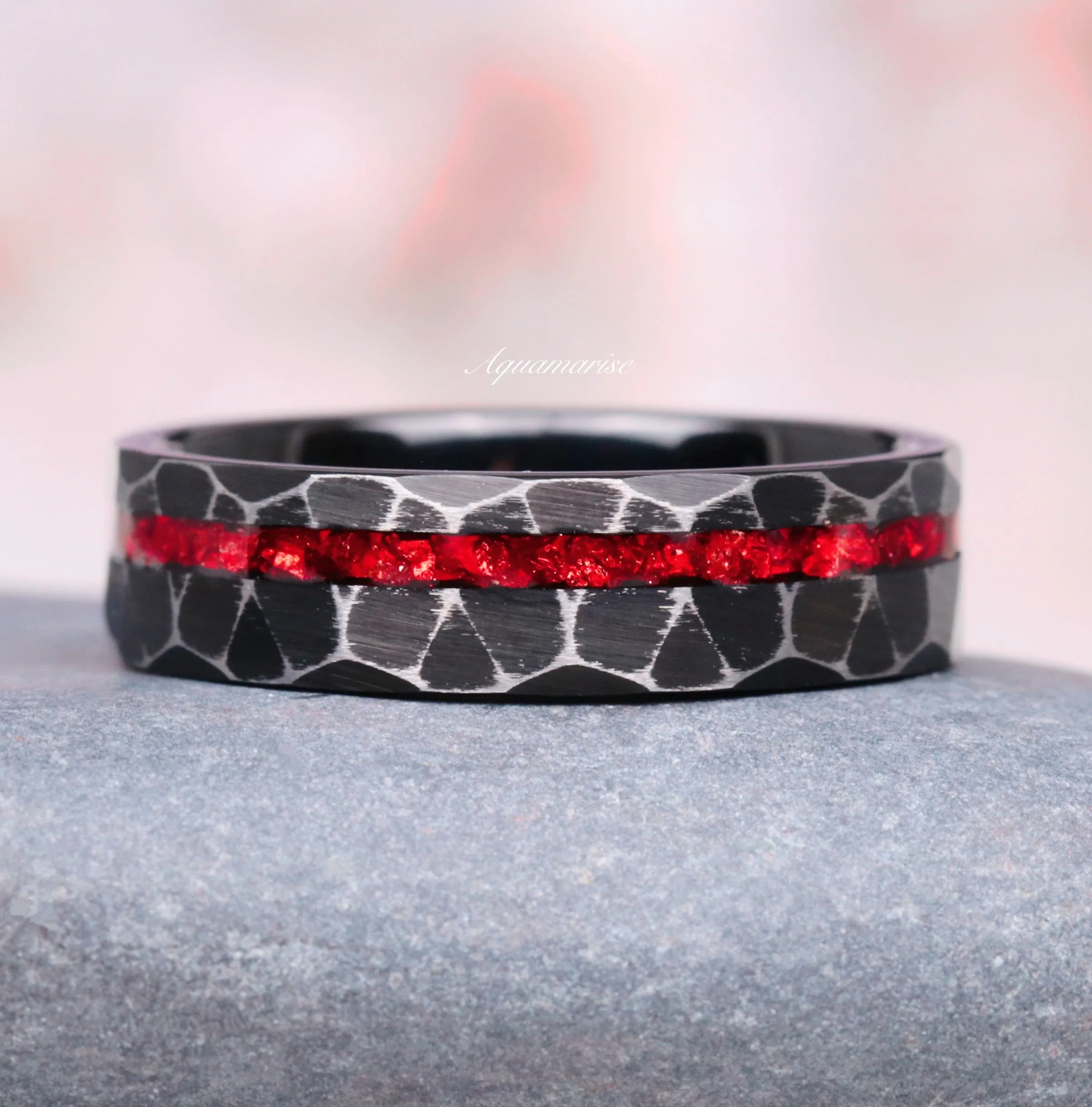 Red Dragon Garnet & Black Onyx Couples Ring