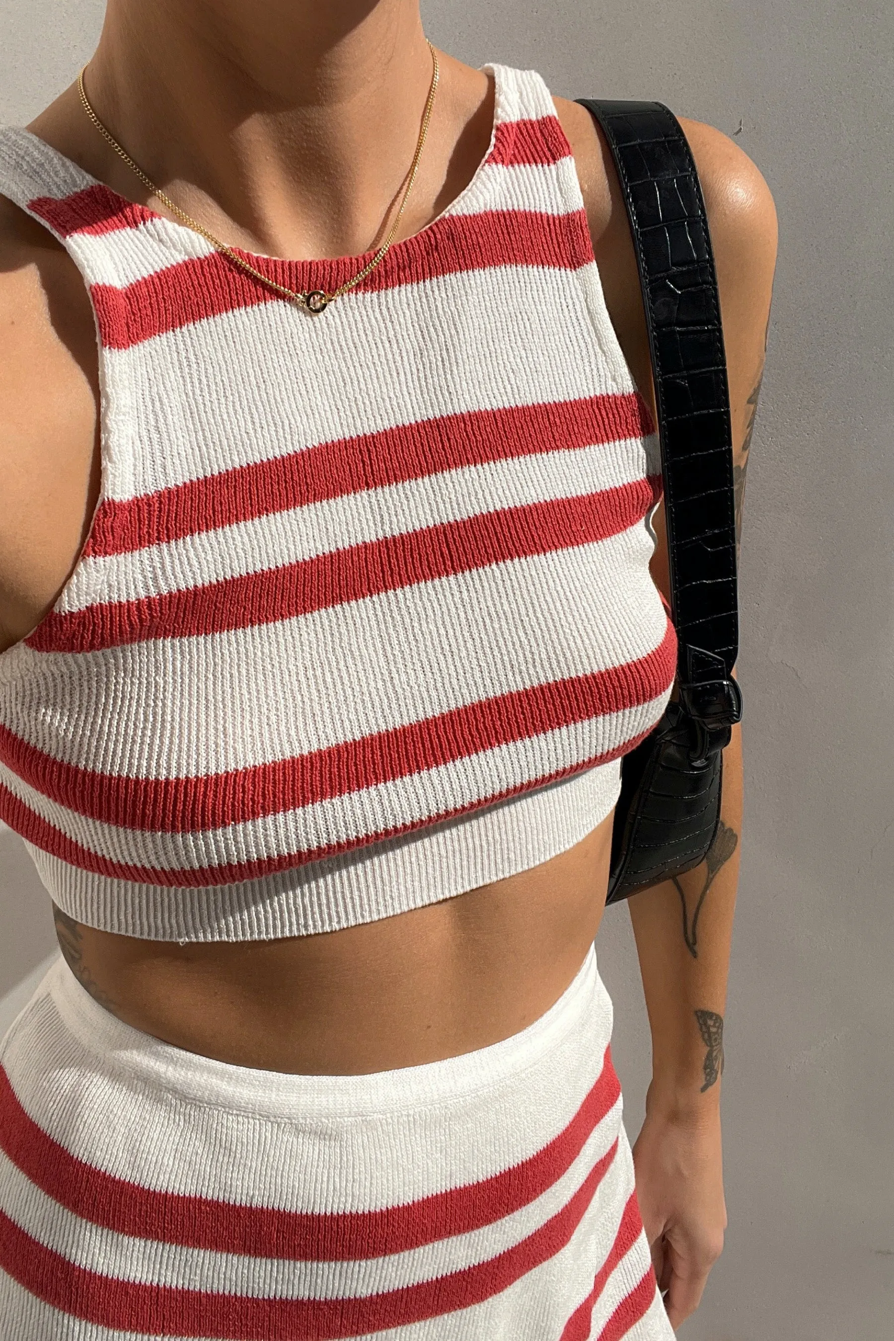 Red Stripe Ramie Tank