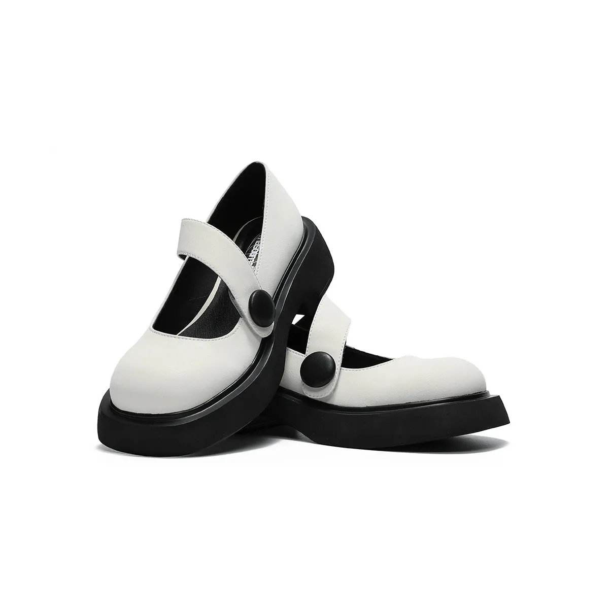 Round-Toe Low-Cut Platform Mary Jane Shoes