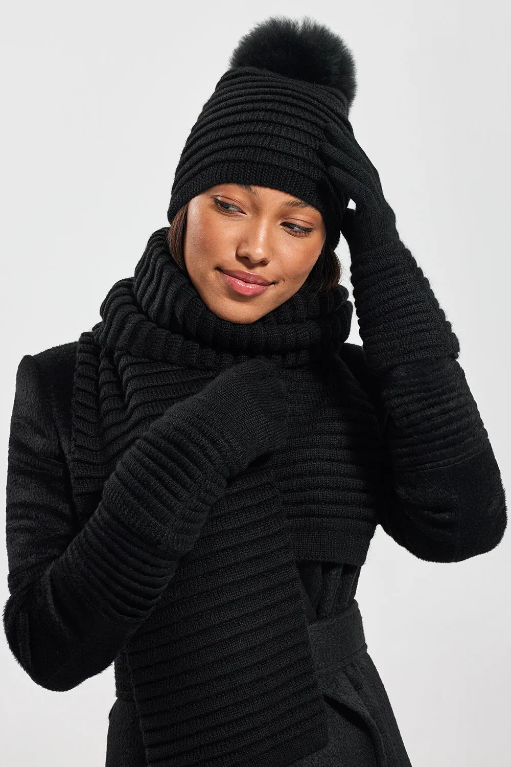 SENTALER BLACK ADULT RIBBED SCARF