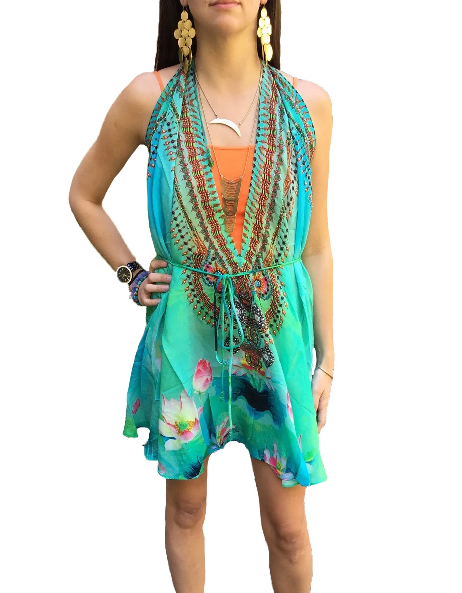 Shahida Parides Short 3-Way Style Dress in Aqua