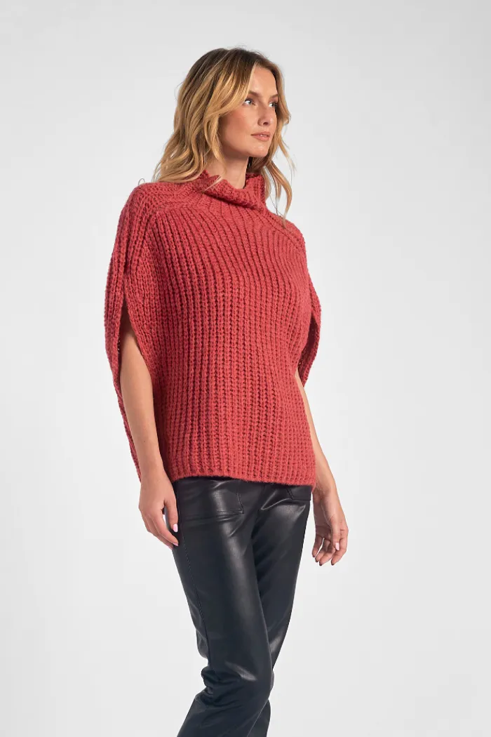 Short Sleeve Turtleneck Sweater