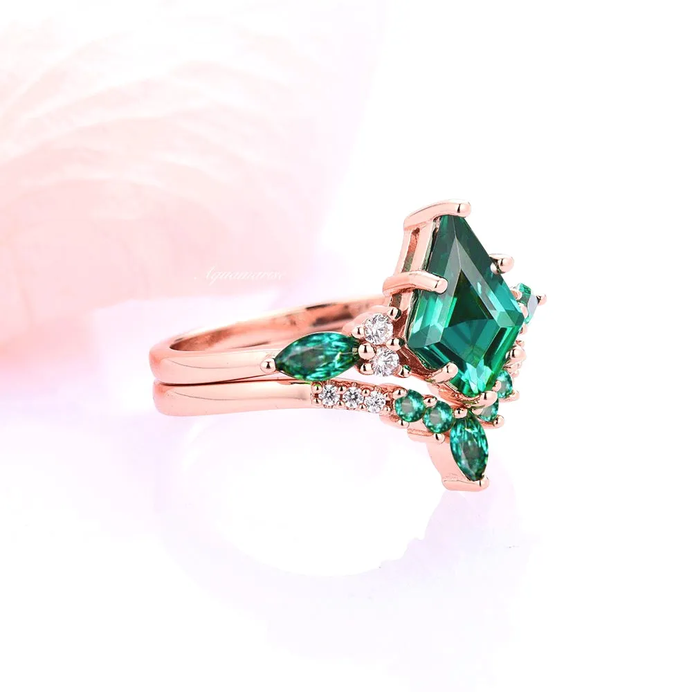 Skye Kite Emerald Ring Set- 14K Rose Gold Vermeil