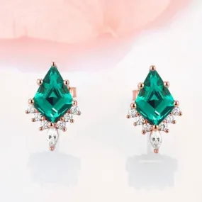 Skye Kite Emerald Stud Earrings- 14K Rose Gold Vermeil