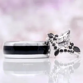 Skye Rutilated Quartz & Black Onyx Couples Ring