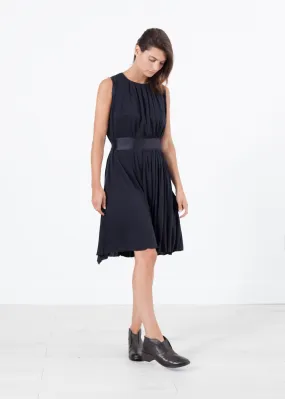 Sleeveless Pleated Dress in Navy