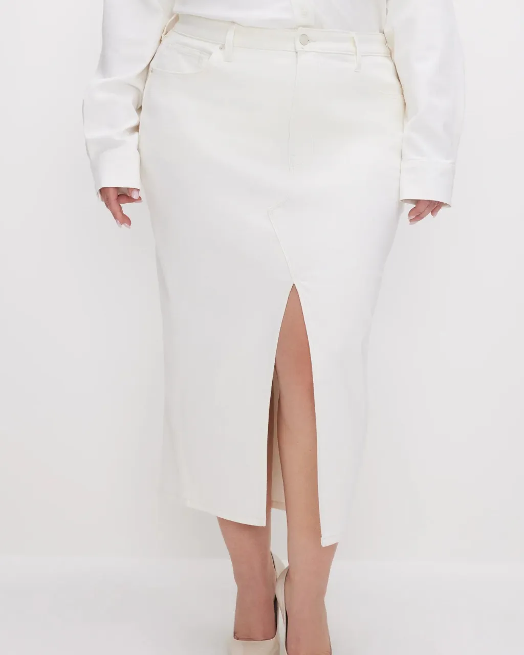 Slit Front Midi Skirt Cloud