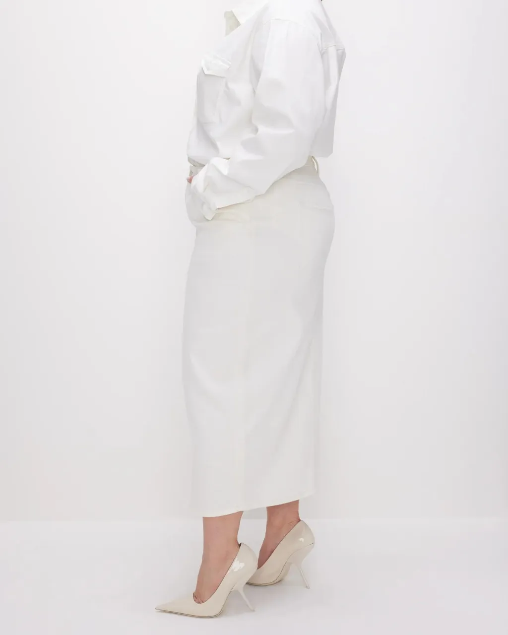 Slit Front Midi Skirt Cloud