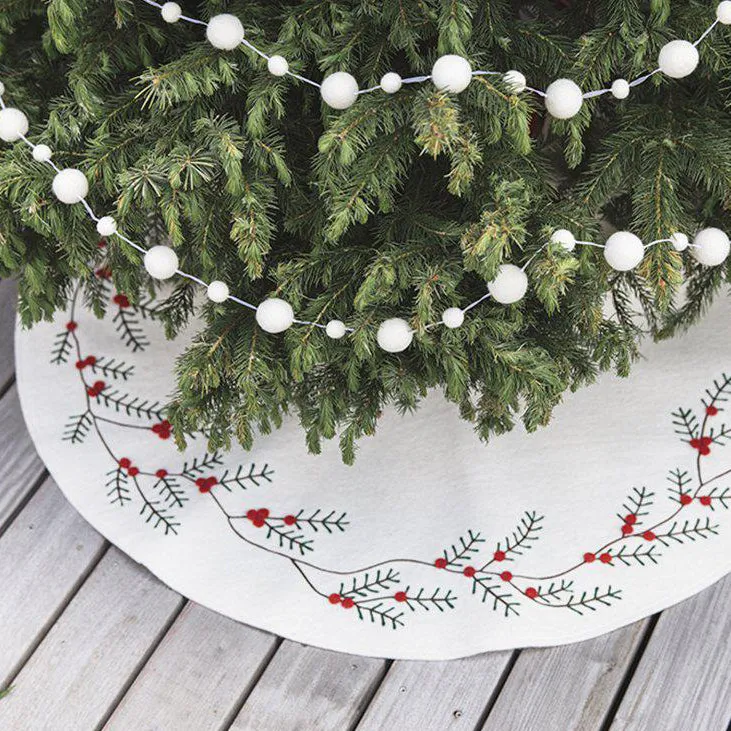 Small 34" White Winter Pine Tree Skirt