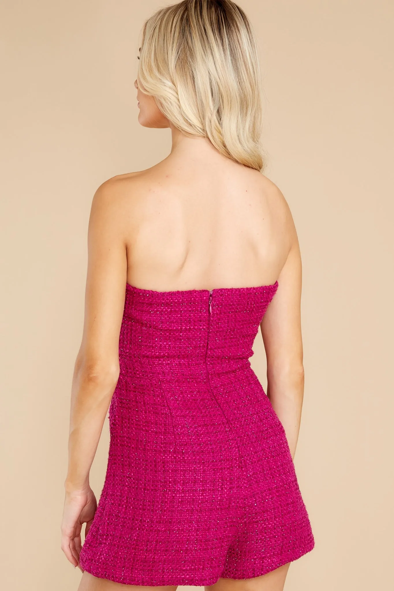 Sophisticated Sass Fuchsia Tweed Romper