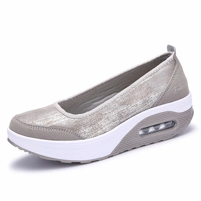 Step into Comfort with Owlkay Casual Platform Slip-On Sneakers