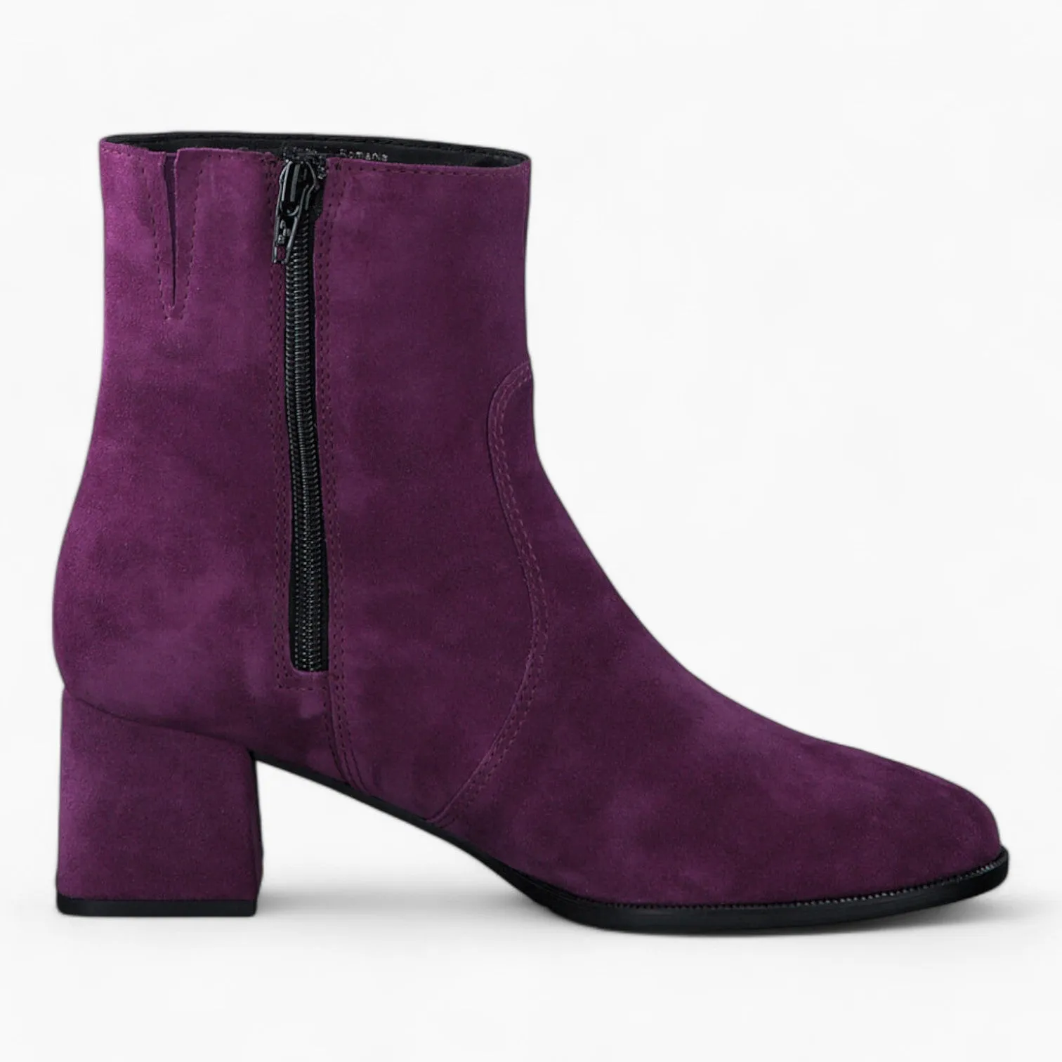 Tamaris Purple Leather Ankle Boots with Block Heel