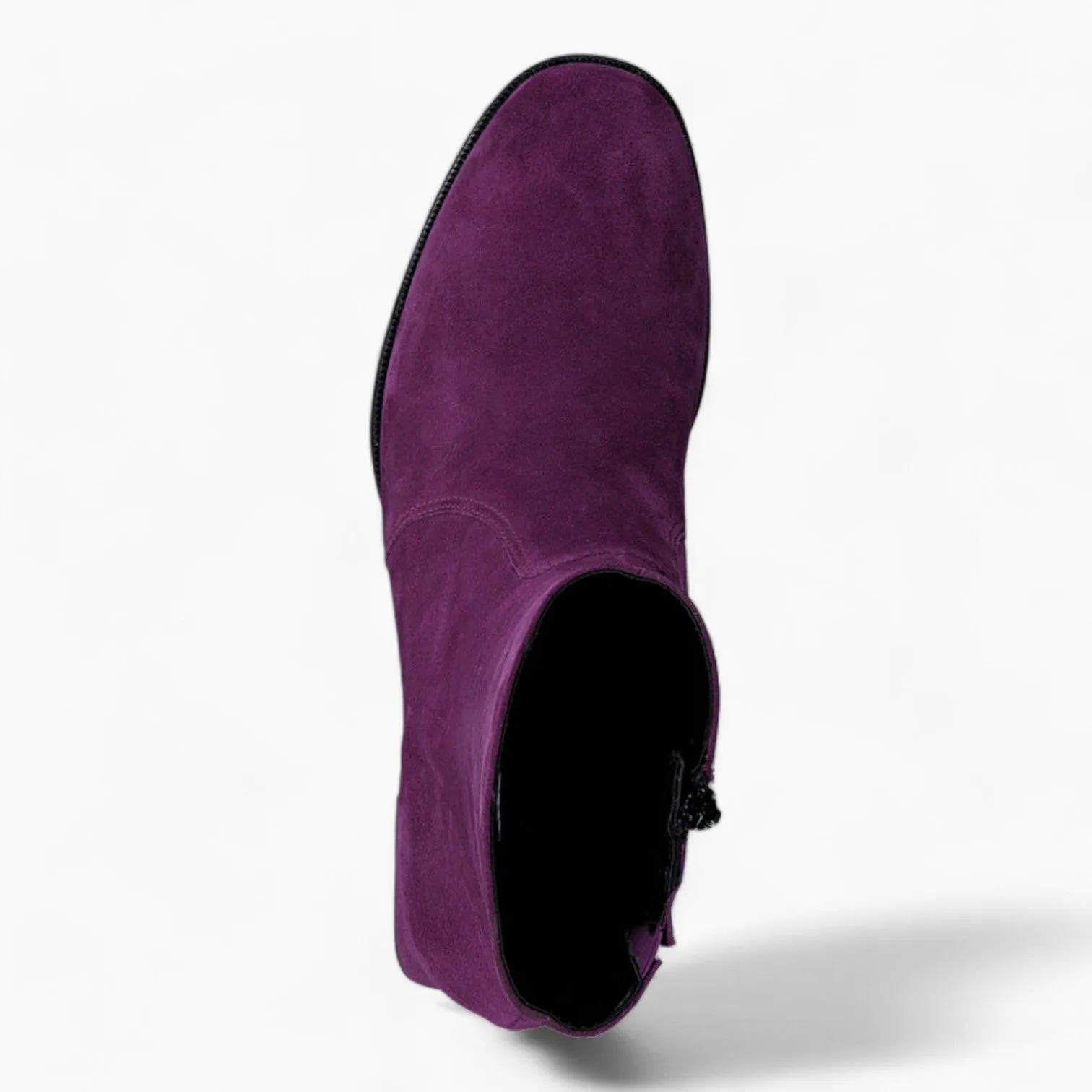 Tamaris Purple Leather Ankle Boots with Block Heel