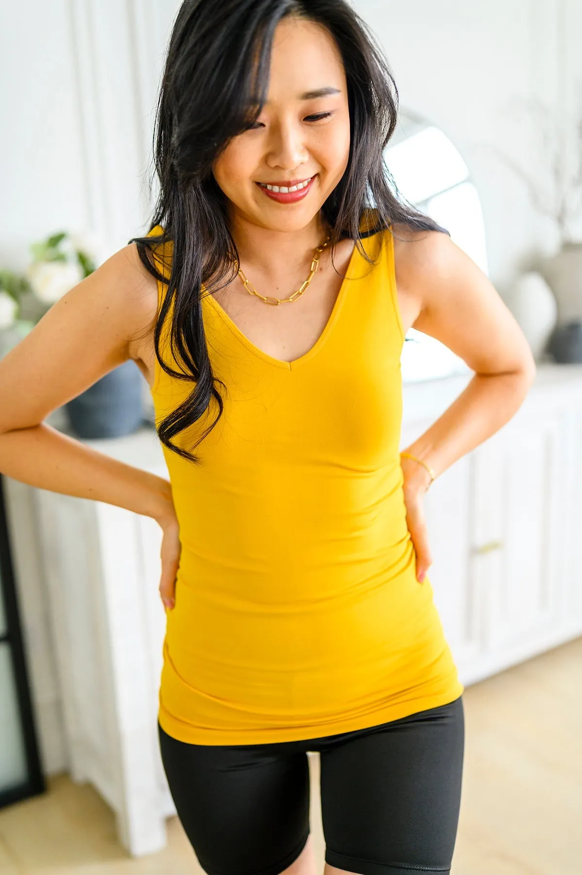 The Basics Reversible Longline Tank in Mustard