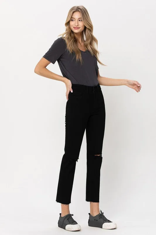 Thea High Rise Straight w Raw Hem