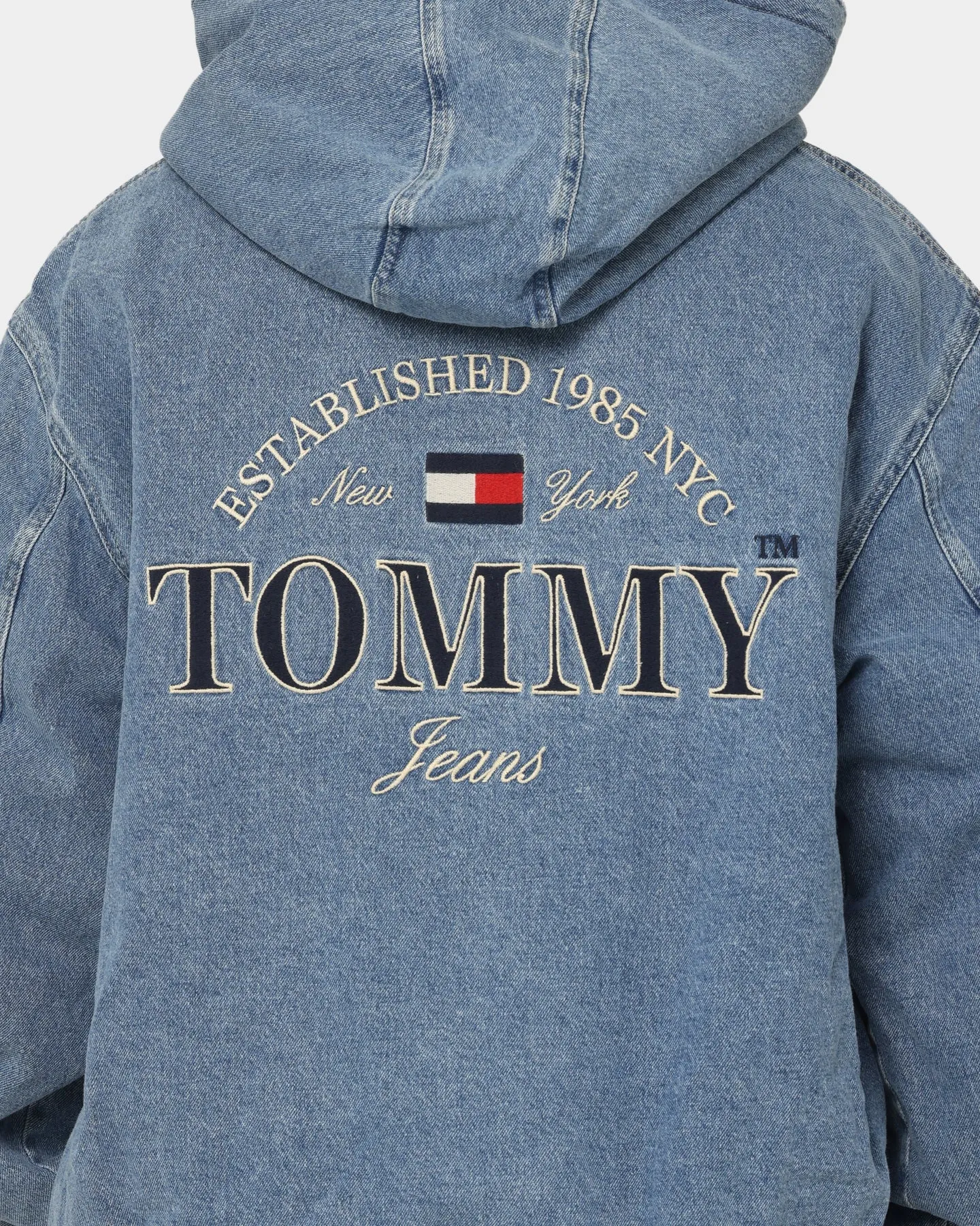 Tommy Jeans Denim Hooded Sherpa Jacket DF6136 Denim Medium