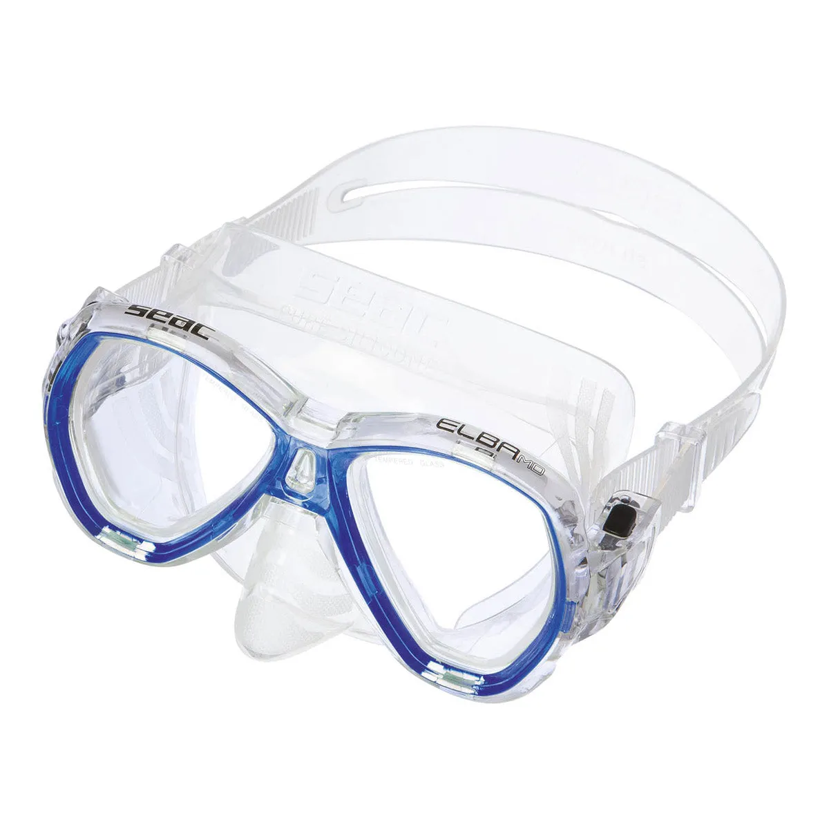 Used Seac Junior Elba Snorkeling and Swimming Soft Silicon Two Lenses Mask - Clear Blue