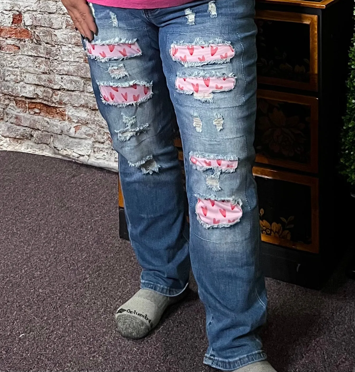 Valentine Heart Patched Jeans