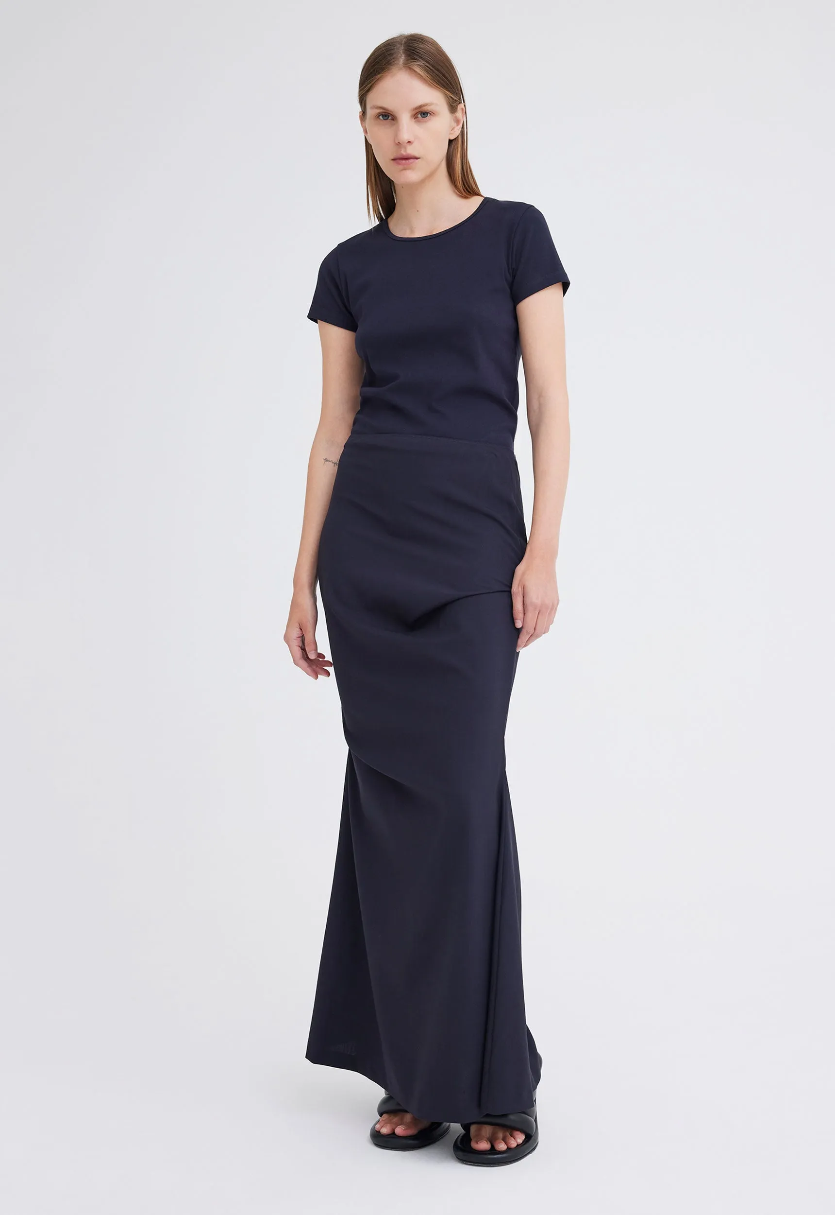 Vector Wool Maxi Skirt - Darkest Navy