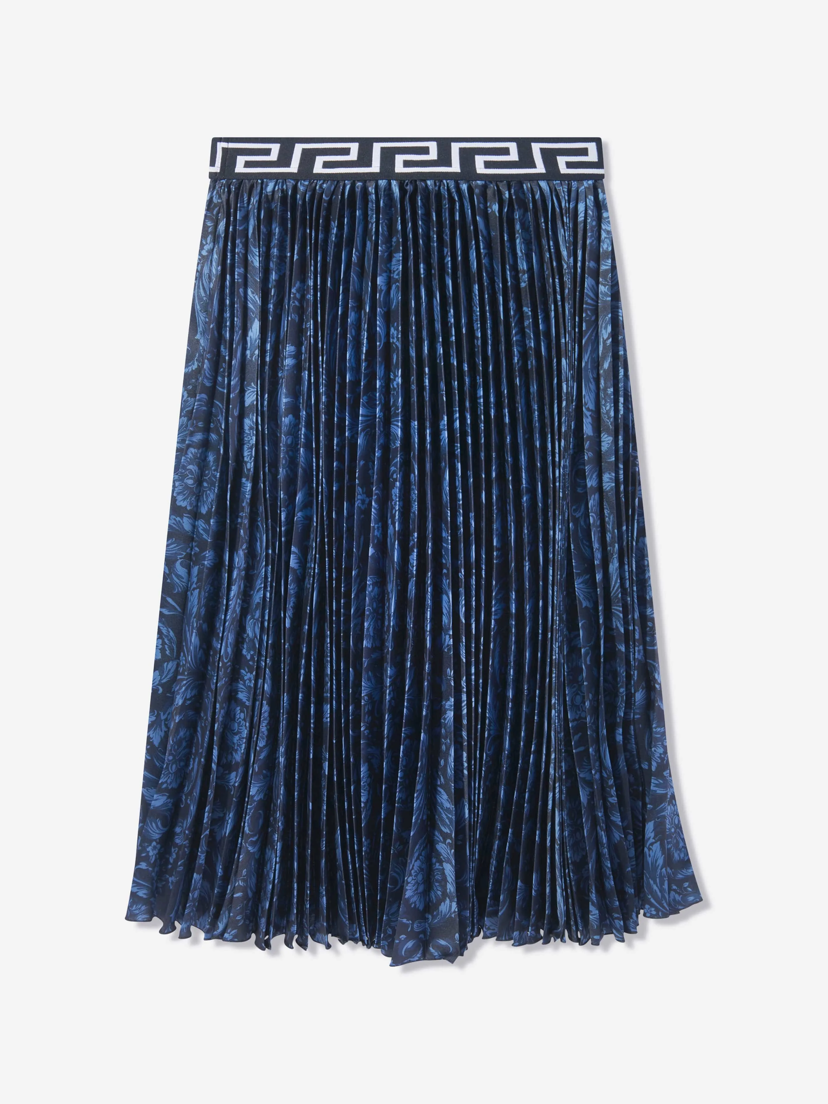 Versace Girls Barocco Pleated Skirt in Navy