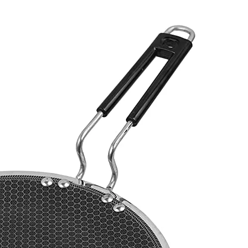 Vinod SAS Pro Platinum Triply Stainless Steel X Tawa - 25 cm | 4.0 mm Thick | Hexa Design | Metal Spoon Friendly | Riveted Handle | Induction Base - 5 Year Warranty