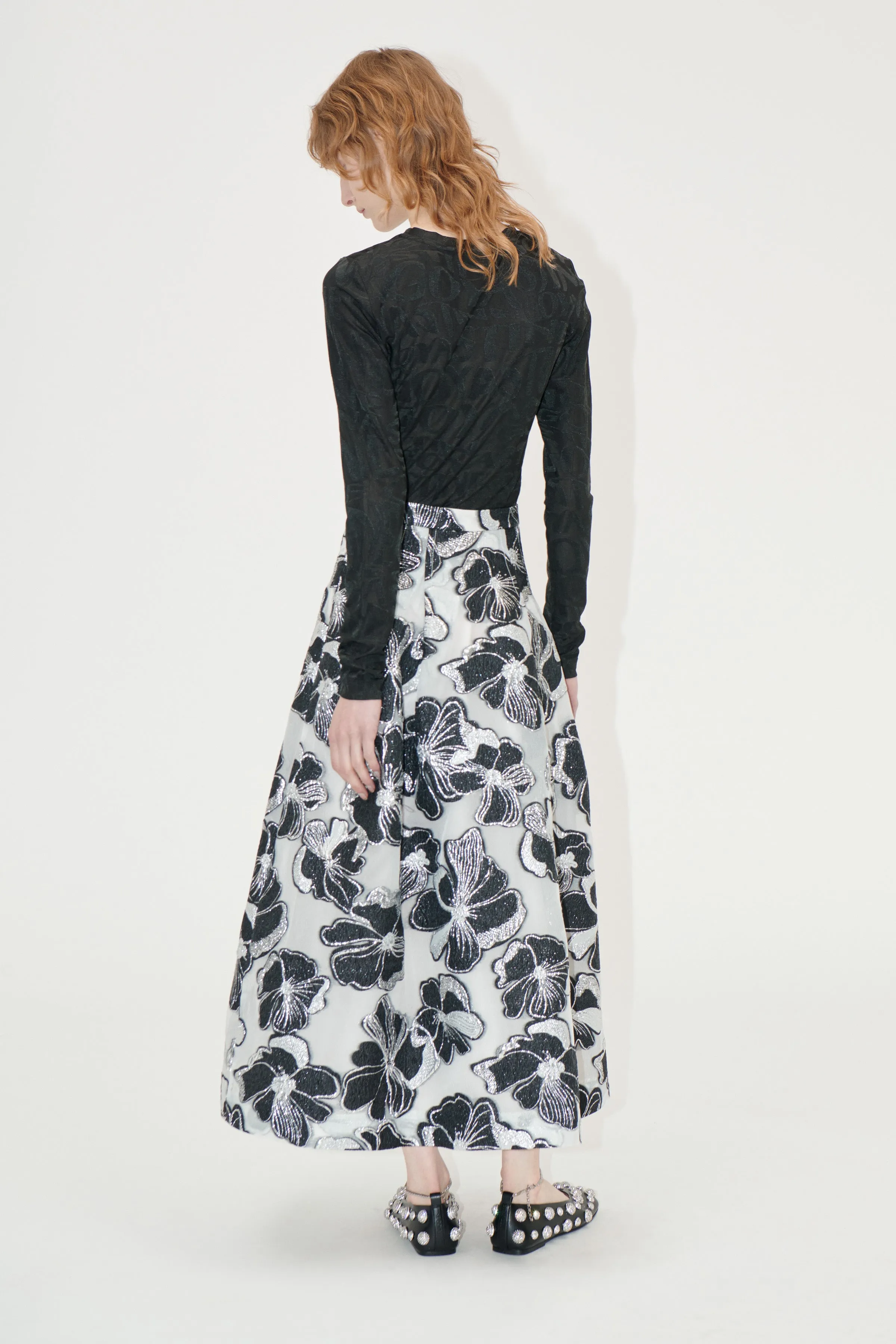 Voluminous Midi Skirt - Anemone Jacquard