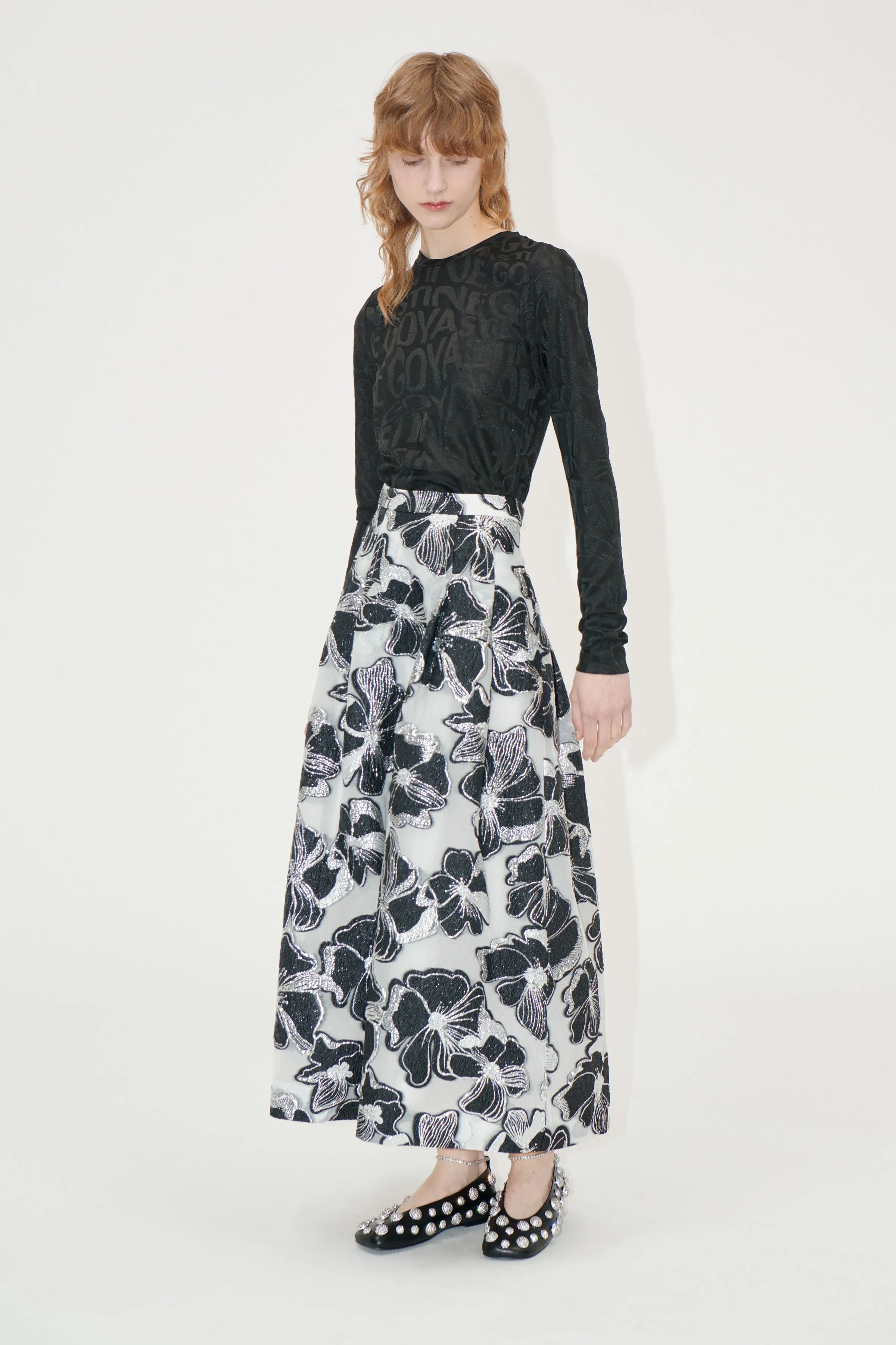 Voluminous Midi Skirt - Anemone Jacquard