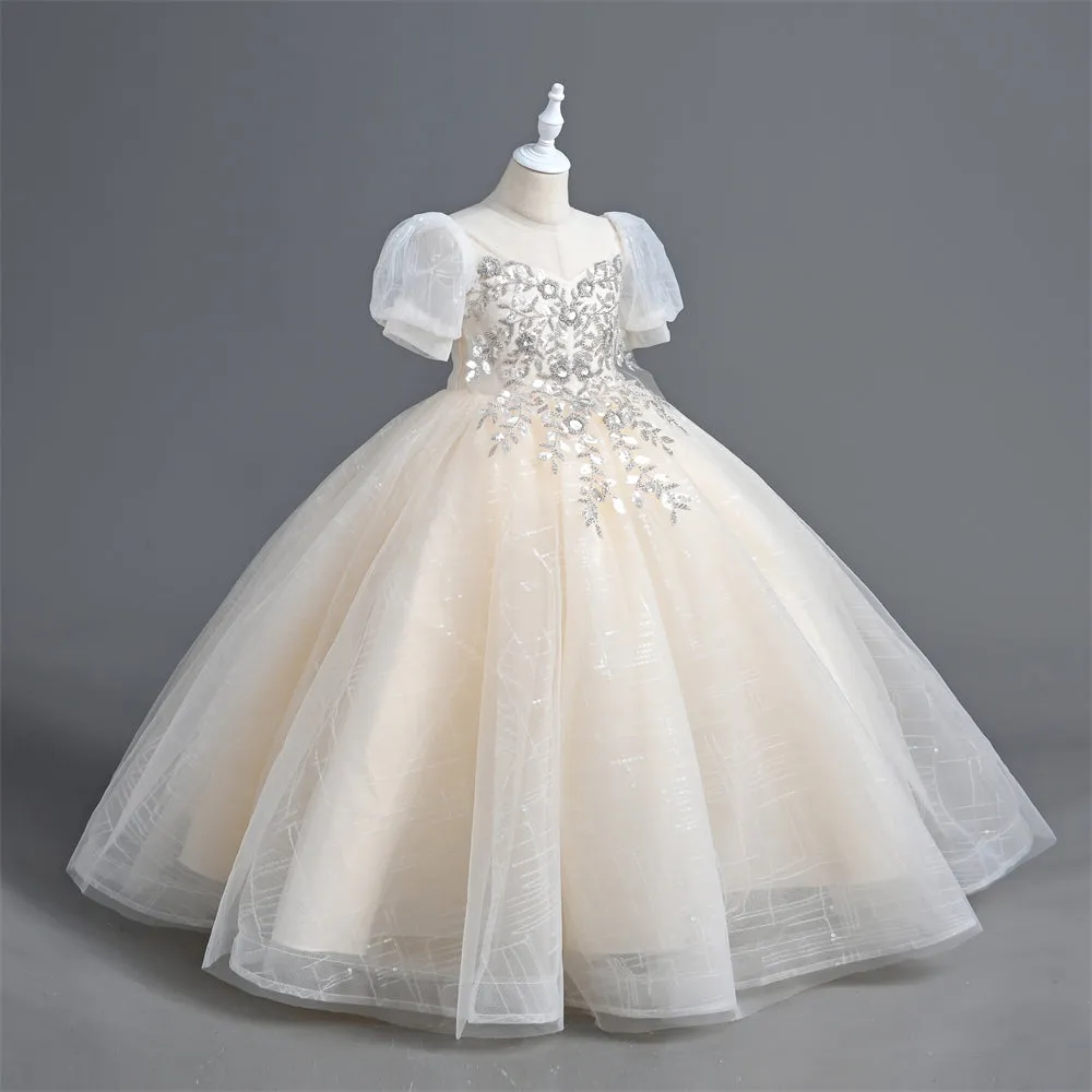 VT6001 Yoliyolei Sequined Flower Girl Dress Children's First Communion Princess Ball Gown Kids Party Dresses For Wedding Birthday