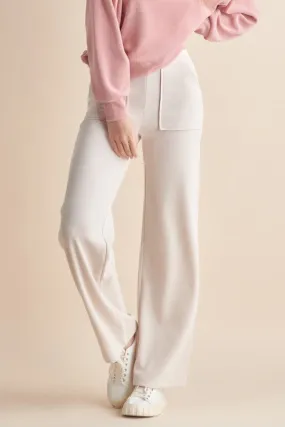 Wide Leg, Corded Pants - Cream