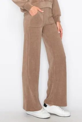 Wide Leg, Corded Pants - Khaki