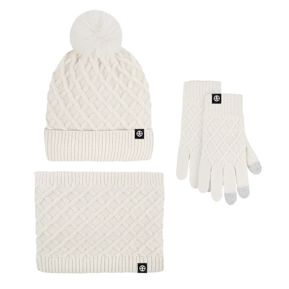 Winter Beanie Hat Scarf Gloves Set Unisex Winter Warmer Fleece Lined Knit Hats Scarf Gloves Set | 121620