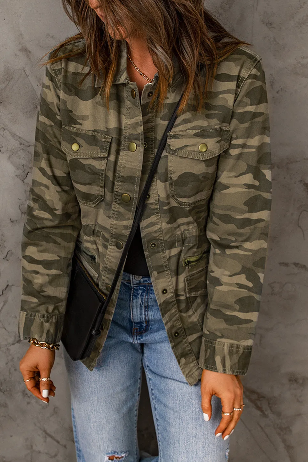 Winter Days Camouflage Snap Down Jacket