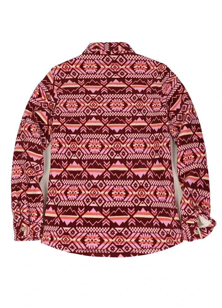 Women's Aztec Pattern Sherpa Lined Shirt Jacket