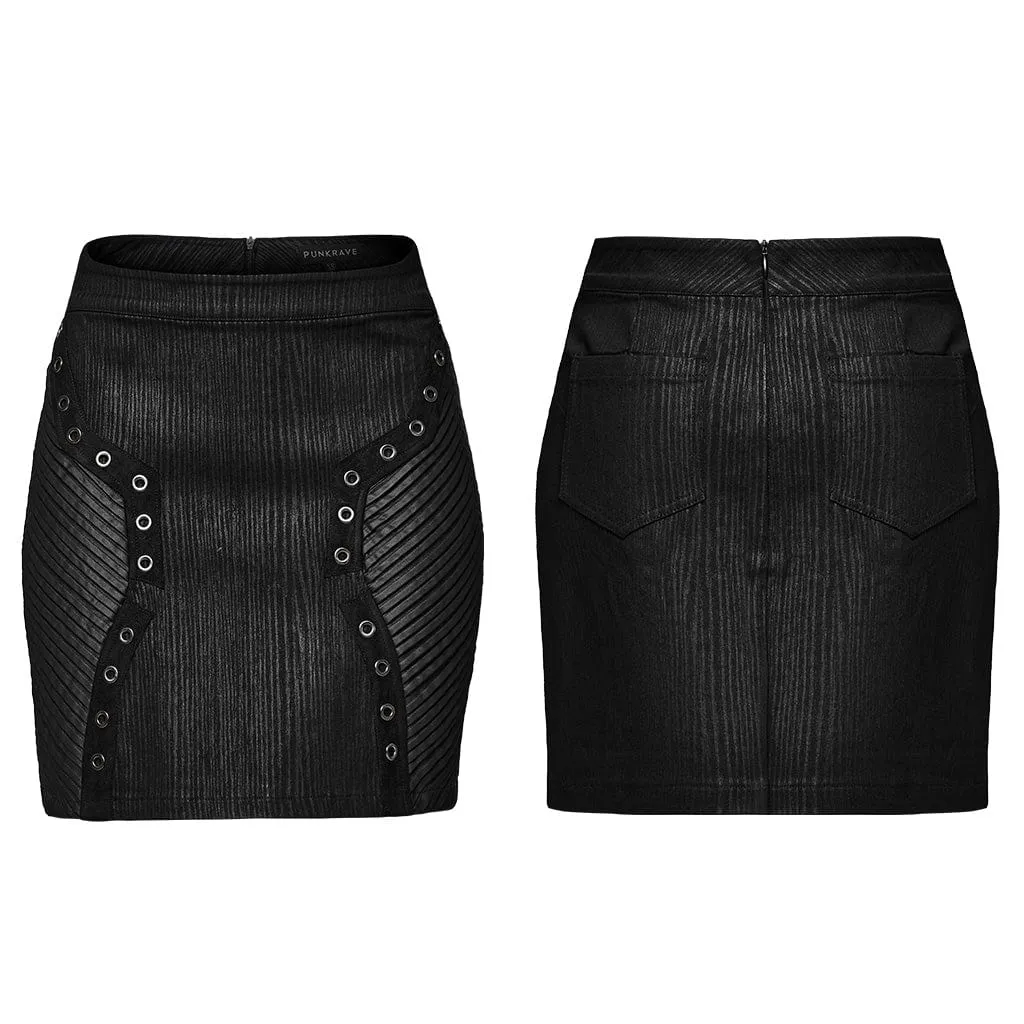 Women's Punk Pleated Eyelet Skirt