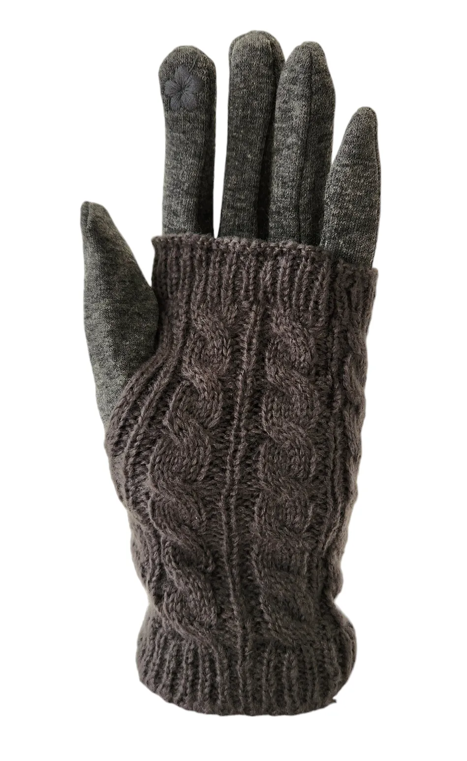 Women's Touch Screen Texting Gloves in Cable Knit and Furry Lining Comfort for Your Hands