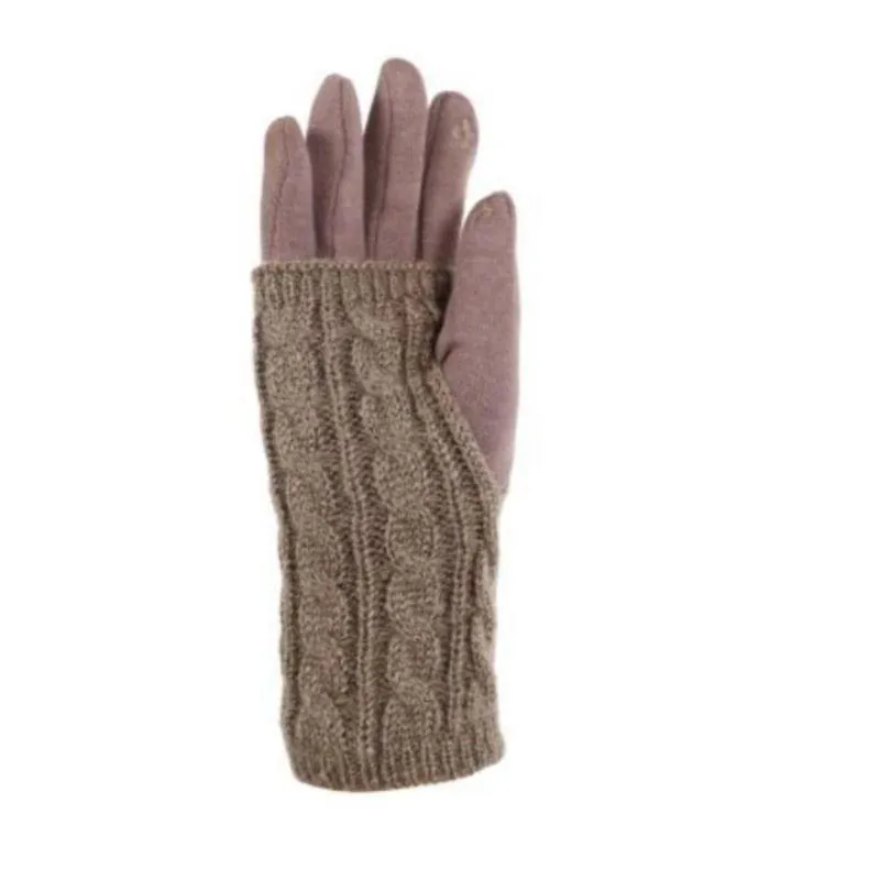 Women's Touch Screen Texting Gloves in Cable Knit and Furry Lining Comfort for Your Hands