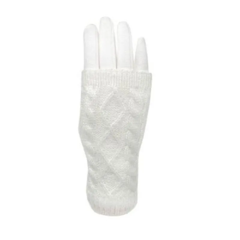 Women's Touch Screen Texting Gloves in Cable Knit and Furry Lining Comfort for Your Hands