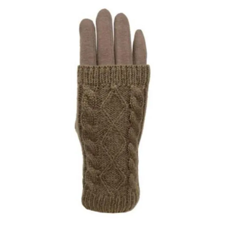 Women's Touch Screen Texting Gloves in Cable Knit and Furry Lining Comfort for Your Hands