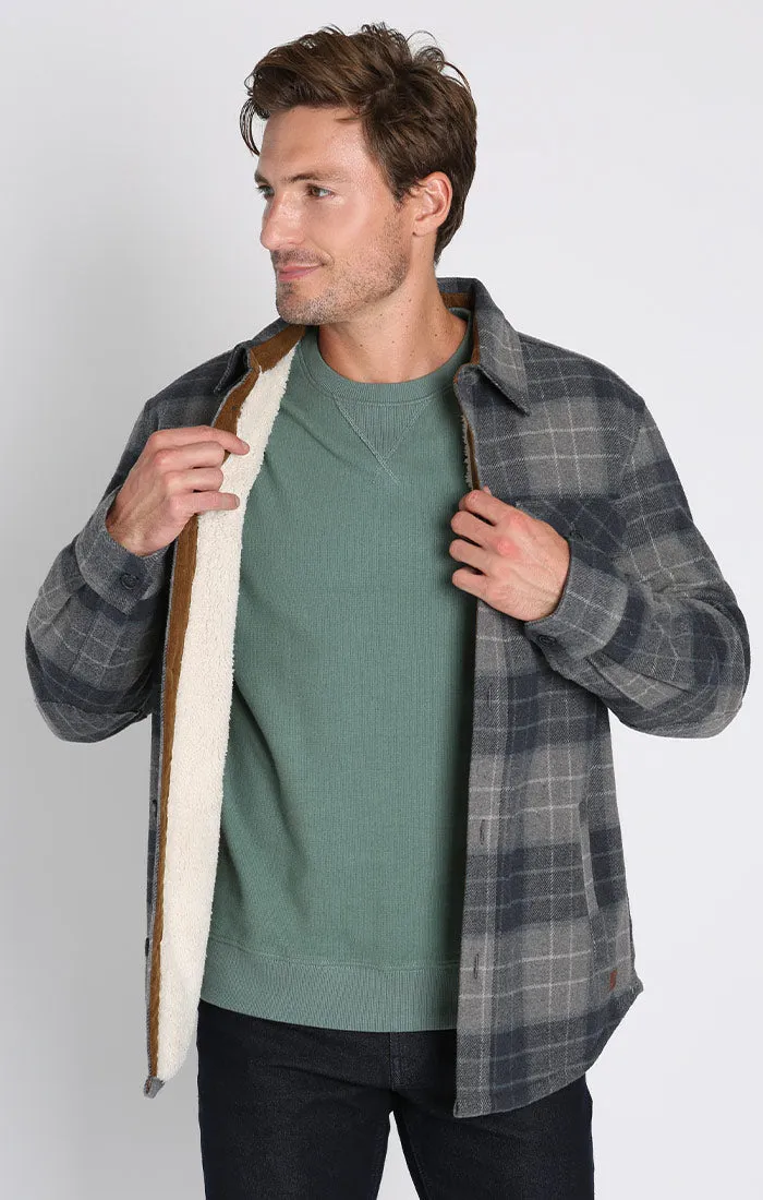 Wool Blend Patterned Shirt Jacket