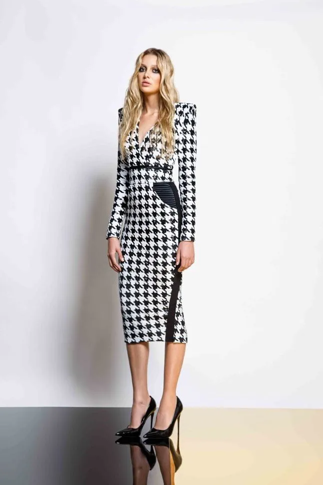 Zhivago Sequin Houndstooth Dress