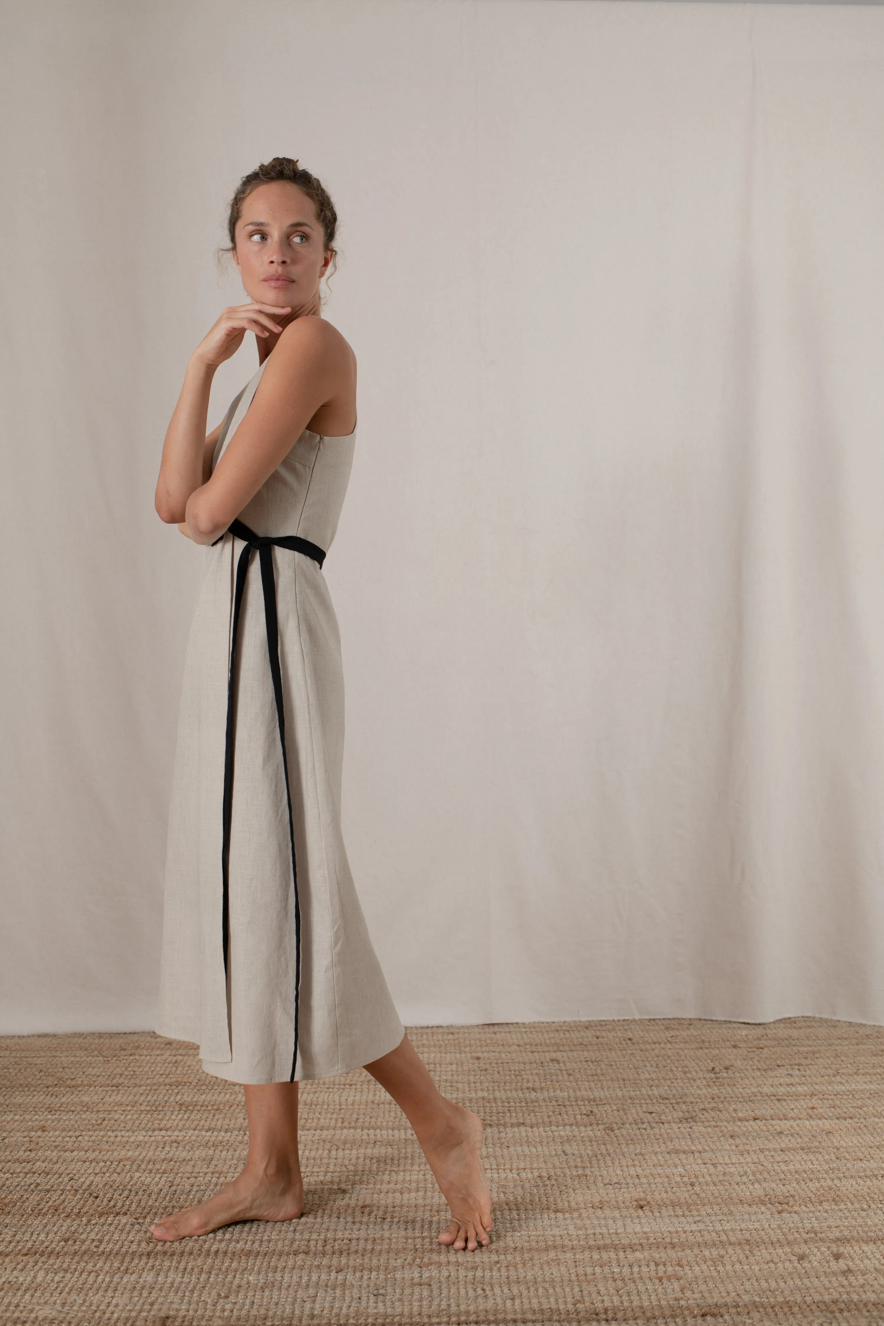 Zulu Linen Wrap Dress in Natural