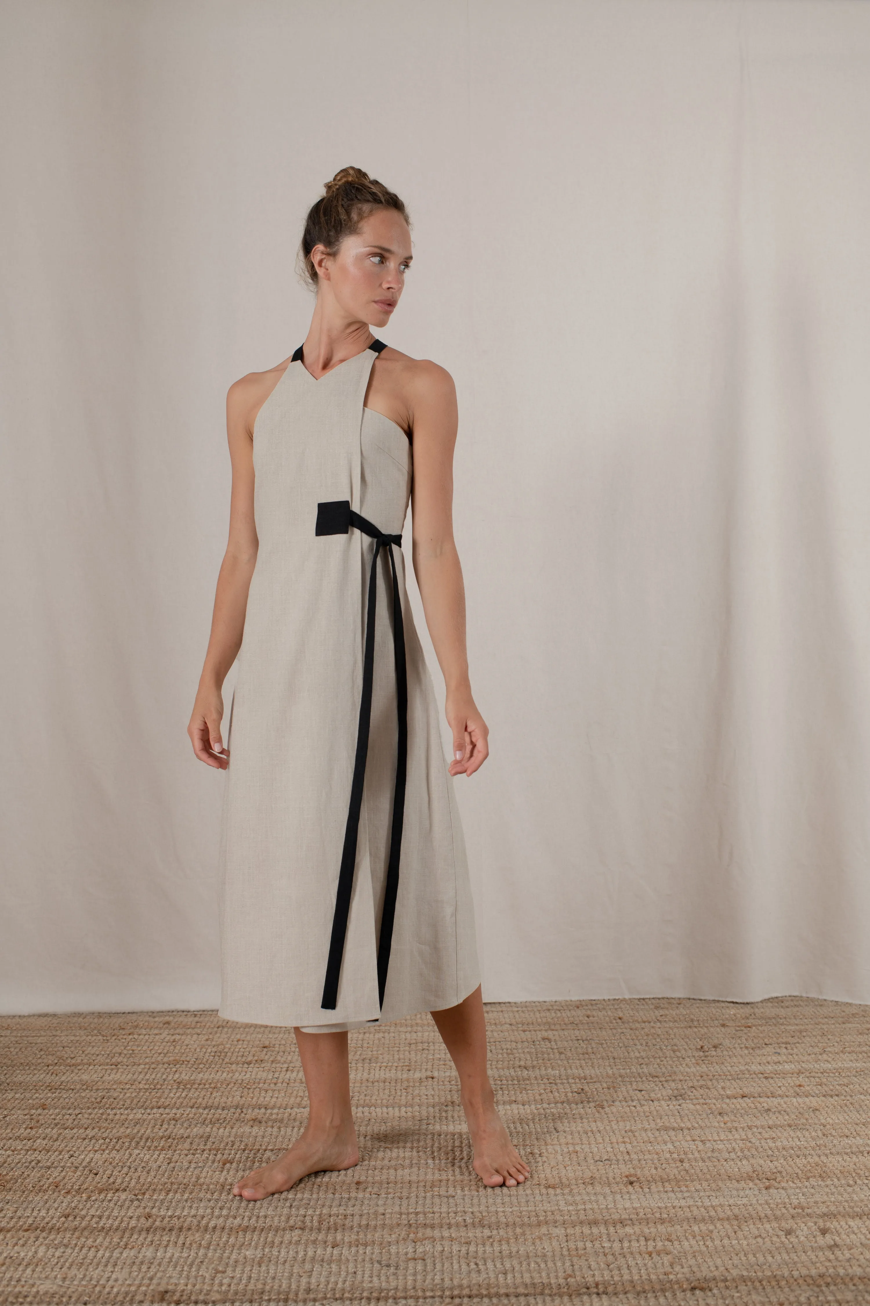 Zulu Linen Wrap Dress in Natural