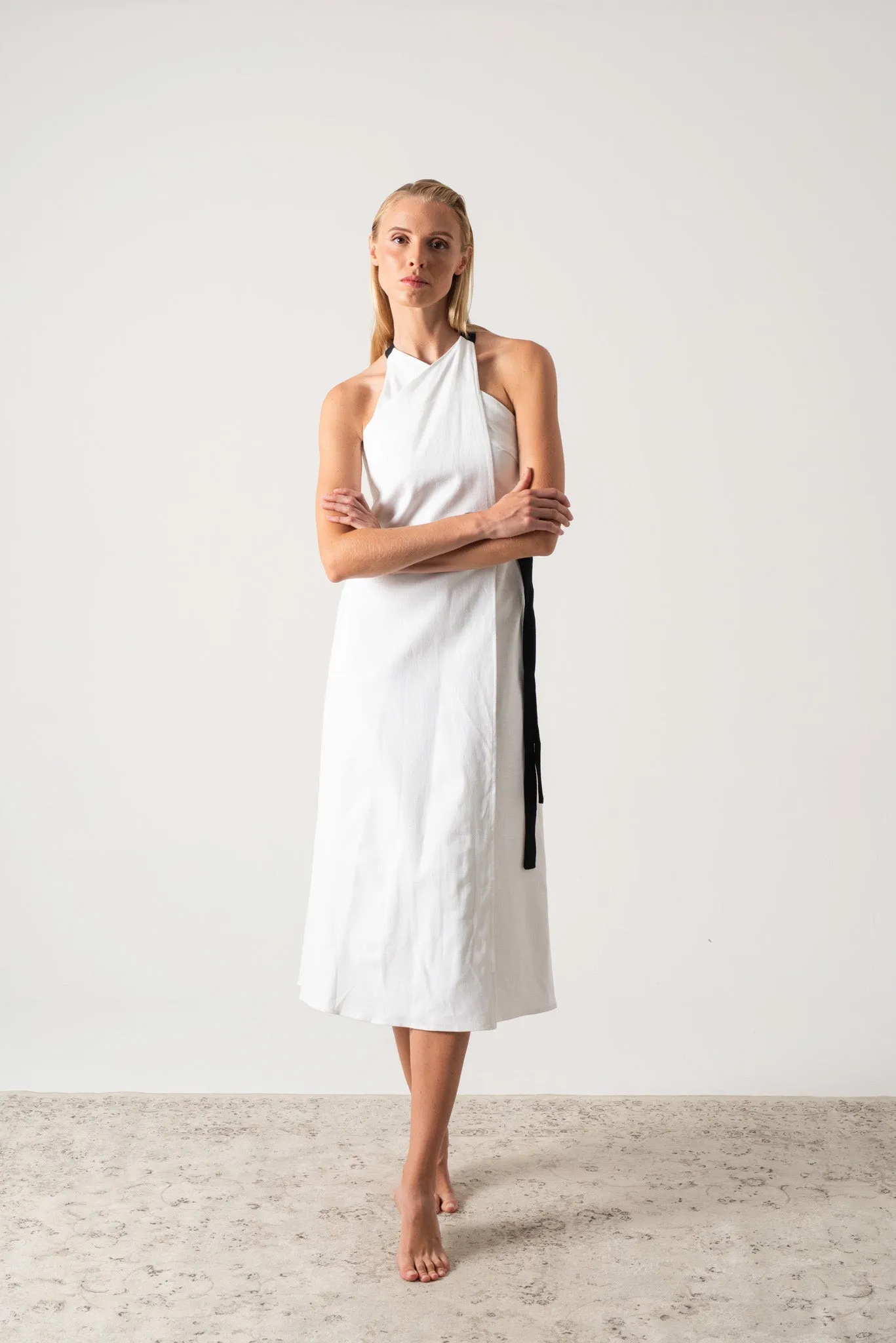 Zulu Linen Wrap Dress White