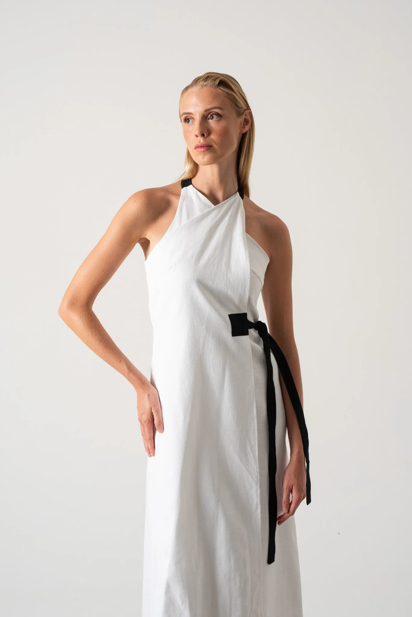 Zulu Linen Wrap Dress White