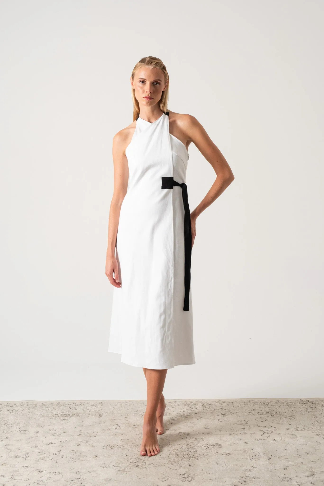 Zulu Linen Wrap Dress White