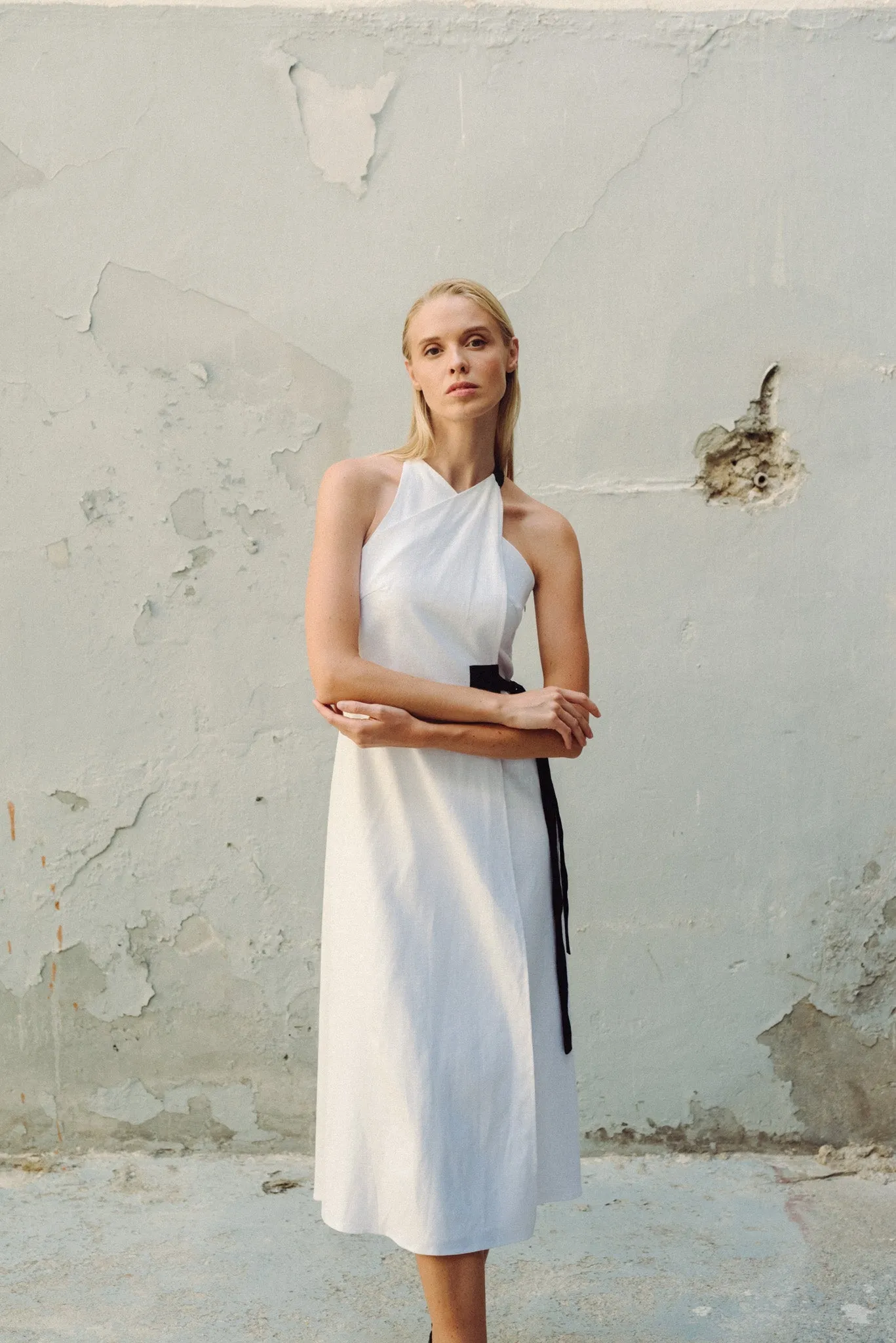 Zulu Linen Wrap Dress White